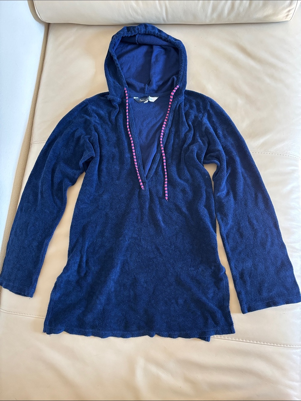 Splendid Swim Blue Terry Cloth Hooded Cover Up Long Sleeve Small